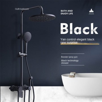 Wholesale matte black four-function brass shower set