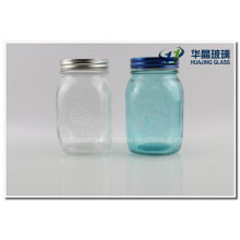 1000ml 1liter Bulk Engraved Food Storage Blue Mason Glass Jar