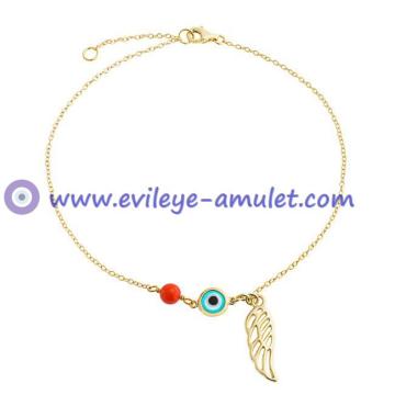 Evil Eye Anklet Angel Wing Ankle Bracelet/Evil Eye Bead Bracelet