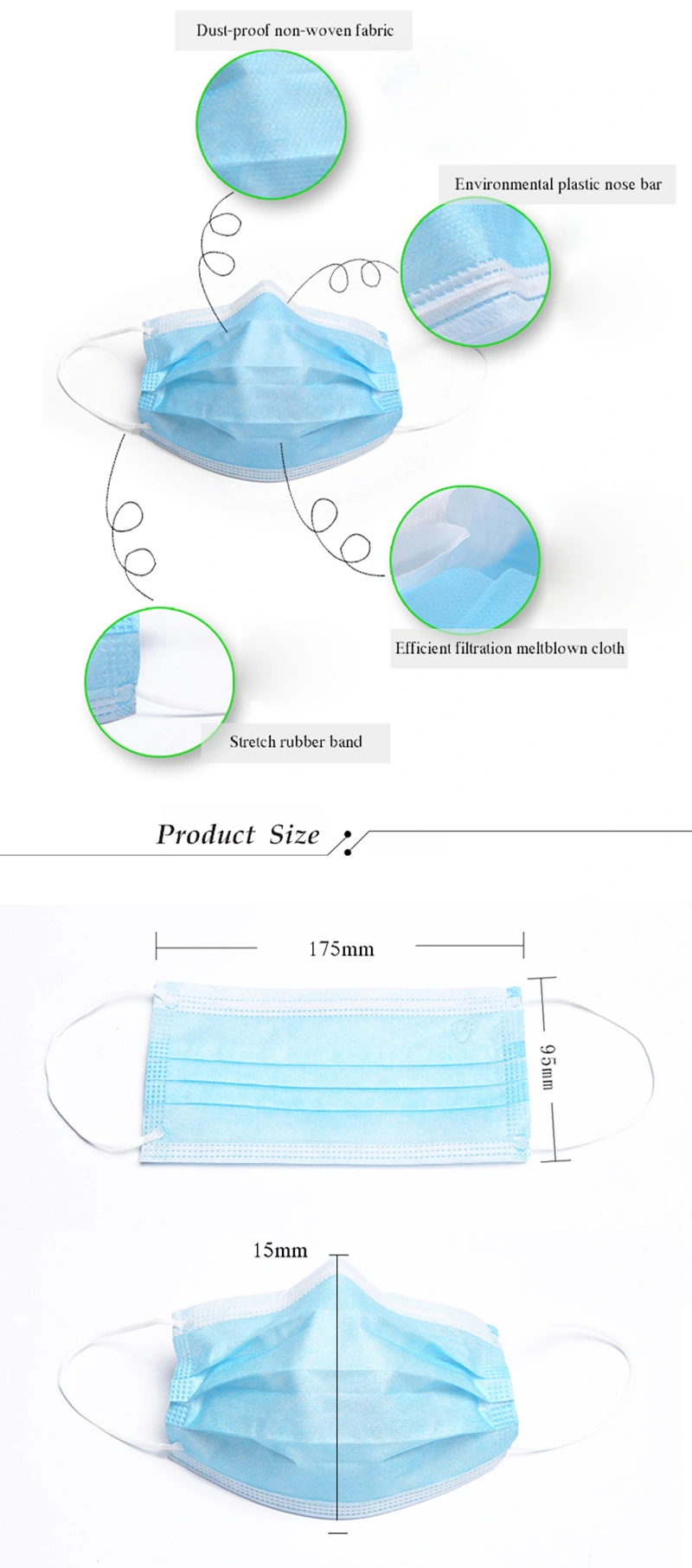 2 Disposable Three Ply Surgical Non Woven Medical Masks For Hospital Clinic Face Mask