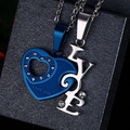 fashion heart shaped necklace LOVE couples pendant