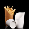 Disposable Take Out Single sided scoop Kraft Paper Cup For French Fries Chips Ice Cream Snakes