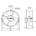 Entrée AC 240V grande taille ronde ventilateur Axial