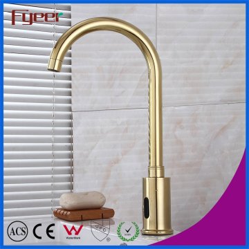 Goose Neck Sensor dourado Torneira de água Torneira automática da bacia