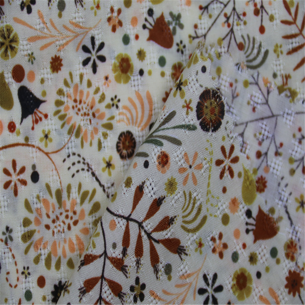 Rayon Plant Pattern Fabric