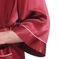 mens kimono satin silk robe with piping