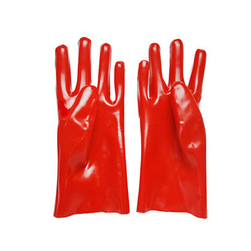 Guantes de PVC rojo resistentes a ácidos y álcalis