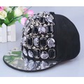 Venda quente da moda rock projeto strass cristal rebite snapback cap chapéu para unisex