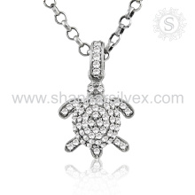 Brighness Fashion Jewelry Turtle White CZ Pendant 925 Bijouterie en argent Jewelry Export Indian Jewelry