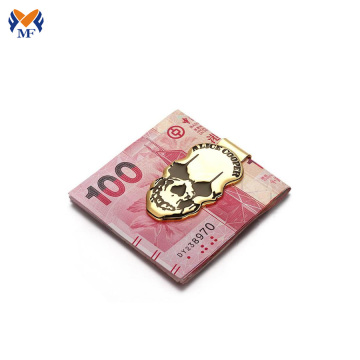 Clipe de dinheiro com logotipo de crânio personalizado de metal artesanal