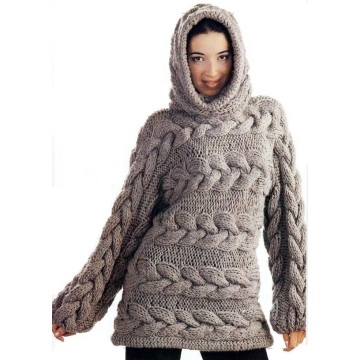 La ropa de la capa del suéter de la rebeca del suéter de las mujeres hechas a mano del 100% de la mano del 100%