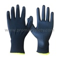 Black Polyester Liner Black PU et points sur les gants de travail Palm