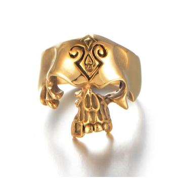 Fashion unisex hollow gold skull ring