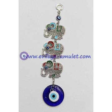 Lucky Evil Eye Home Decor with Three Elephant Wall Hanging