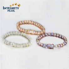 Bouton de perle mixte et gourde Bracelet en perles de couleur mixte à 3 couleurs