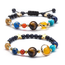 Galaxie cosmique système solaire huit planètes Bracelets étoiles gardiennes perles de pierre naturelle 7 chakra corde tressée à la main hommes femmes