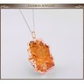 Déclaration de mode aliexpress vente chaude pierre naturelle pendentif camée bijoux charmes cristal jaune Agate long collier pour les femmes