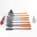 bamboo tools silicone kitchen utensils with wooden handle