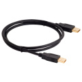 USB 2m V2.0 black jacket golden plated cable