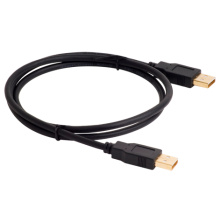 USB 1.2m V2.0 negro chaqueta cable plateado oro