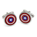 Superhero Captain America Silver Cufflinks Set