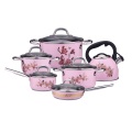 10 piece pink color cooker SS cookware sets