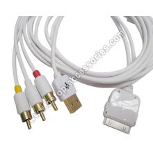 TV RCA Video compuesto AV Cable + USB para Apple iPad 2 iPhone 4 4 g 3GS iPod Touch