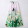 2016 Latest Design Women Printed Chiffon Beach Bohemian Skirt (16701)