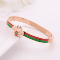 Antique Enamel Rose Gold Stainless Steel Bee Bracelet