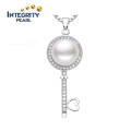 Wholesale Pearl Pendant 9-10mm AAA Bread Round 925 Silver Freshwater Pearl Pendant