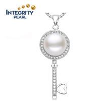 Оптовая Pearl Pendant 9-10mm AAA Хлеб круглый 925 Серебряный пресноводный жемчуг Подвеска