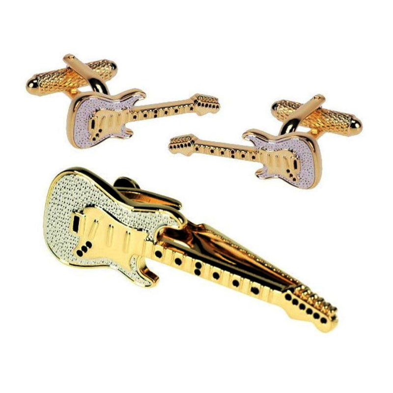 Guitar Tie Bar And Cufflinks Set