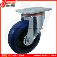 Elastic Rubber Swivel Caster with Blue Elastic Rubber Wheel