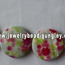 flower print freshwater shell beads
