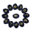 Gemstone 7 Chakra Stone 15x20MM Ellipse Stone with witches runes Charm Natural Stone Healing Chakra Oval Quartz Amethyst Charm