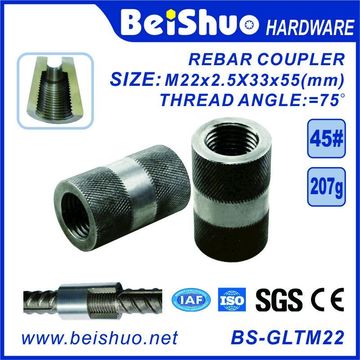 M22-L55mm Acoplador de barra de construcción con manguito de tornillo recto