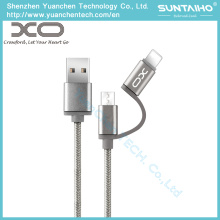 Braided 2 in 1 USB Charging USB Data Cable for Android iPhone