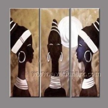 100% Hand Painted African Figure Oil Painting