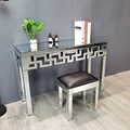 clear mirror geometric pattern console table