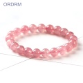 Bracelet en perles de quartz rose véritable avec pierres semi-précieuses