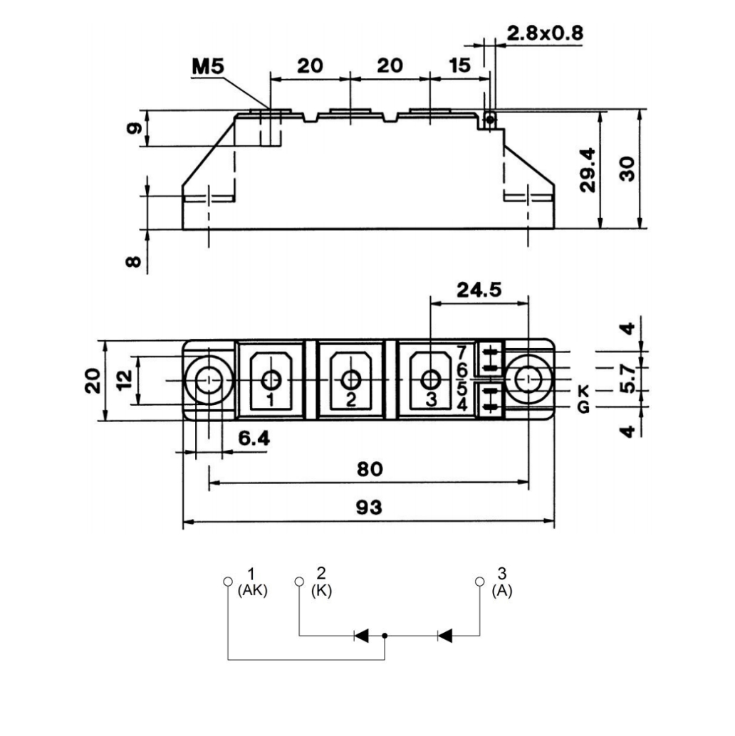 YZPST-MDC100A1200V Outline YZPST-MDC100A1200V Outline