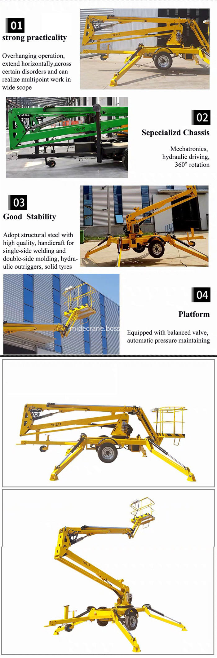 Trailer Mounted Towable Boom Lift