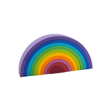 Juguete de apilamiento de bebé apilador de arco iris de silicona