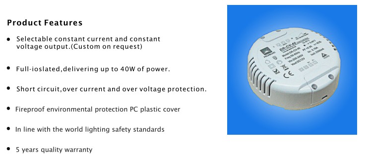 40W round 0-10V led downlight driver