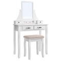 Dressing Table with Mirror and Stool White