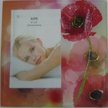 Red Flower 4"X6" Glass Photo Frame