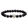 Custom mens leopard head lava stone bracelet