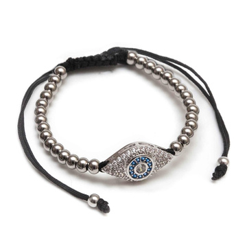 Mens Evil Eye Micro Diamonds Agate Beads Bracelets