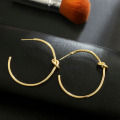 Women Simple love knot Big Gold Hoop Earrings