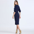 Half Sleeve Round Collar Neck Slim Peplum Pencil Elegant Dress